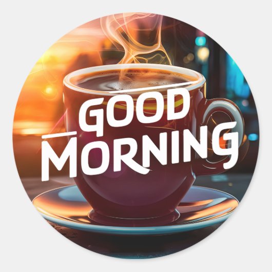 グッドモーニングコーヒーとパン#8 ラウンドシール (正面)