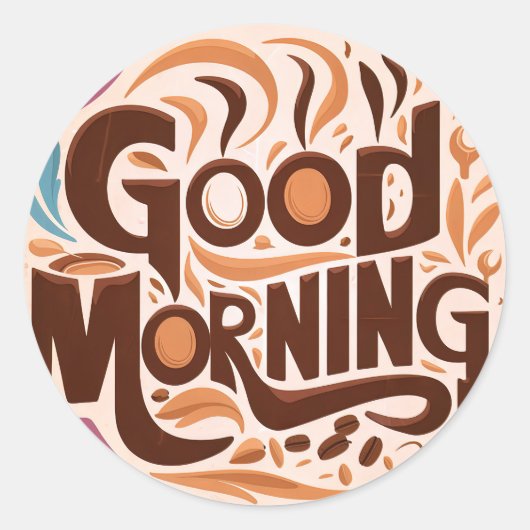 グッドモーニングコーヒーとパン#9 ラウンドシール (正面)