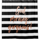 グッドモーニングゴージャスバラストライプ金ゴールド シャワーカーテン (正面)