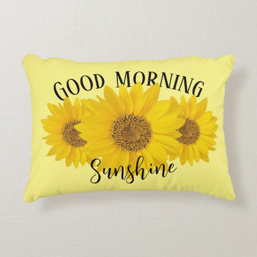 グッドモーニングサンシャインイエローサンフラワー アクセントクッション (正面)
