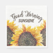 グッドモーニングサンシャインイエローブラウンヒマワリ スタンダードランチョンナプキン (正面)