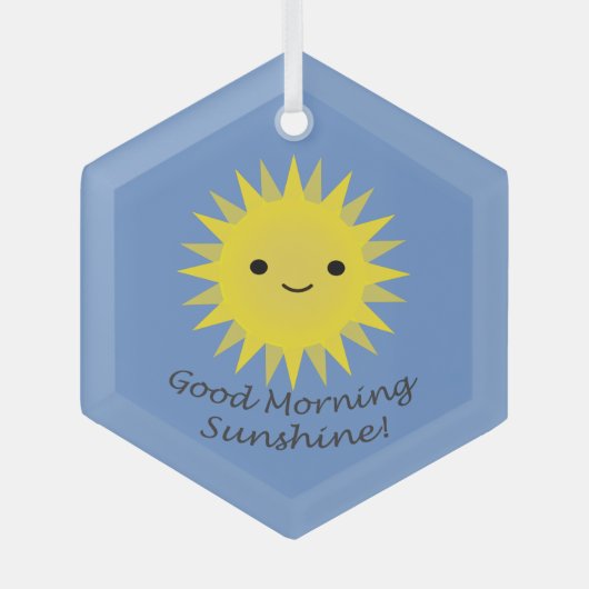 グッドモーニングサンシャインキュートかわいいサン ガラスオーナメント (正面)