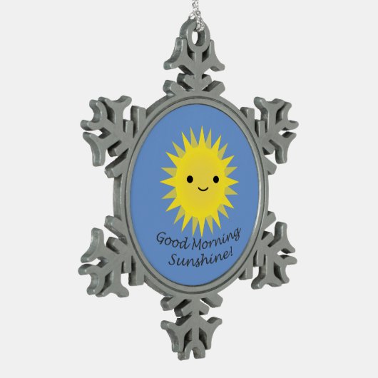 グッドモーニングサンシャインキュートかわいいサン スノーフレークピューターオーナメント (左)