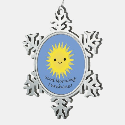 グッドモーニングサンシャインキュートかわいいサン スノーフレークピューターオーナメント (右)