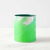 グッドモーニングサンシャインコーヒー引用文グリーン ツートーンマグカップ (中央)