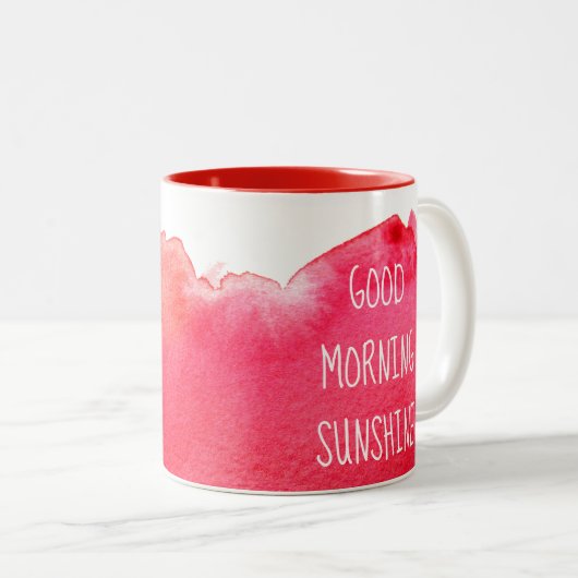 グッドモーニングサンシャインコーヒー引用文レッド ツートーンマグカップ (正面右)