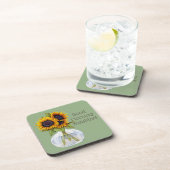 グッドモーニングサンシャインサンフラワーオングリーンコースター コースター (右側)