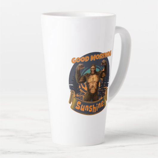 グッドモーニングサンシャインビグおもしろいフット カフェラテマグ (右アングル)