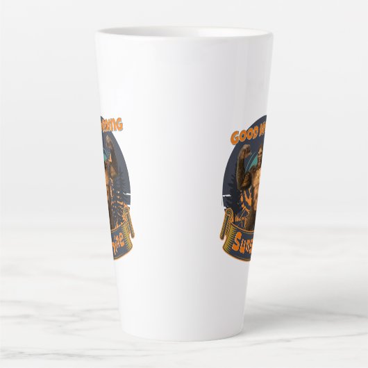 グッドモーニングサンシャインビグおもしろいフット カフェラテマグ (正面)