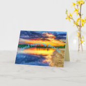 グッドモーニングサンライズサンディトロピカルビーチ カード (黄色い花)