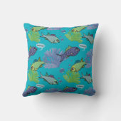 グッドモーニングスイミングフィッシュコーラルリーフパターン クッション (裏面)