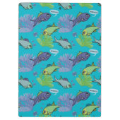 グッドモーニングスイミングフィッシュコーラルリーフパターン クリップボード (裏面)