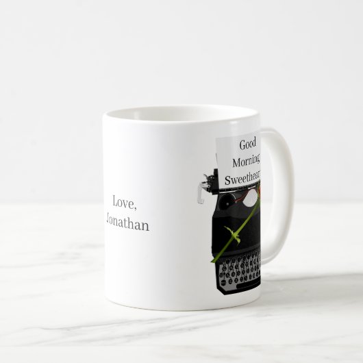 グッドモーニングスウィートアートヴィンテージタイプライター コーヒーマグカップ (正面右)