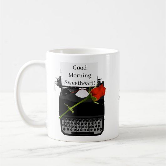 グッドモーニングスウィートアートヴィンテージタイプライター コーヒーマグカップ (左)