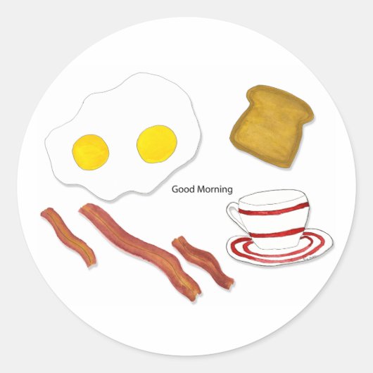 グッドモーニングステッカー ラウンドシール (正面)