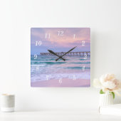 グッドモーニングナバラビーチピアウォールクロック スクエア壁時計 (ホーム)