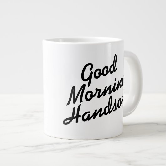 グッドモーニングハンサム白黒ジャンボマグカップ ジャンボコーヒーマグカップ (正面右)