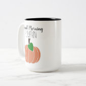 グッドモーニングパンプキンオレンジギンガムプレイド ツートーンマグカップ (正面左)