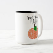 グッドモーニングパンプキンオレンジギンガムプレイド ツートーンマグカップ (正面右)