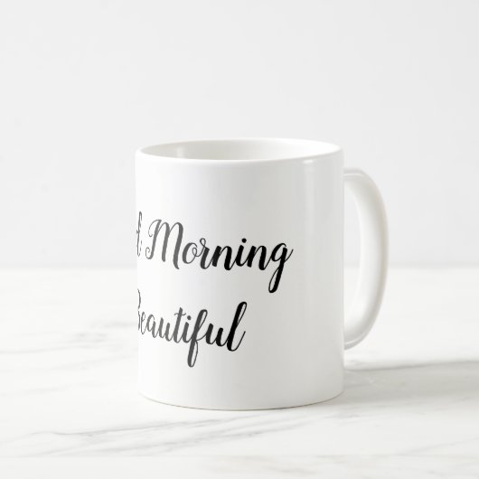 グッドモーニングビューティフルタイポグラフィラブ引用文 コーヒーマグカップ (正面右)