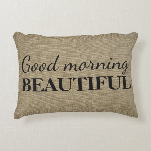 グッドモーニングビューティフル |リネンのテクスチャのスロー アクセントクッション (正面)