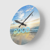 グッドモーニングブルースカイ ラウンド壁時計 (傾斜)