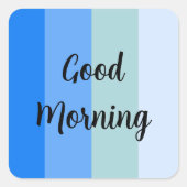 グッドモーニングブルーストライプの飲料用コースター スクエアシール (正面)
