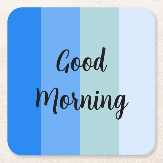 グッドモーニングブルーストライプの スクエアペーパーコースター (正面)