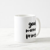 グッドモーニングプリンセスブラックモダンタイポグラフィマグ コーヒーマグカップ (正面右)