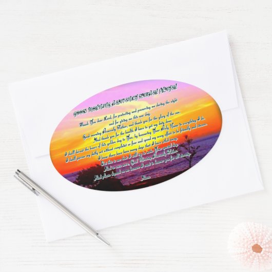 グッドモーニング天の父祈りの言葉シール 楕円形シール (封筒)