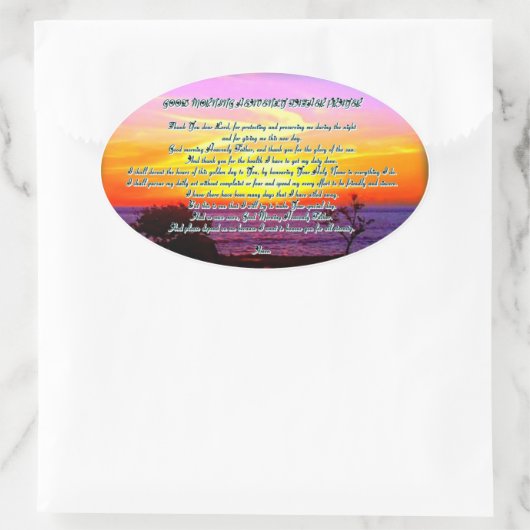 グッドモーニング天の父祈りの言葉シール 楕円形シール (バッグ)