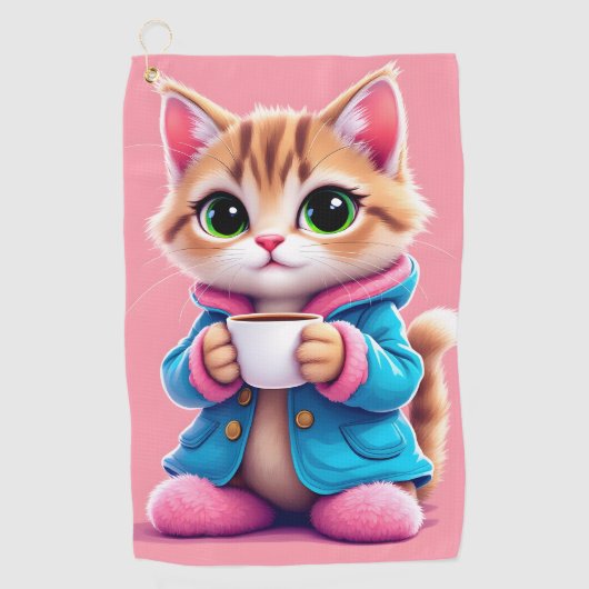 グッドモーニング子猫 ゴルフタオル (正面)