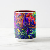 グッドモーニング抽象芸術アート飲み物用品マグ ツートーンマグカップ (中央)
