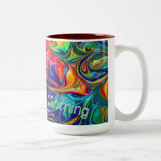 グッドモーニング抽象芸術アート飲み物用品マグ ツートーンマグカップ (右)