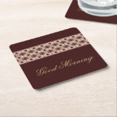 グッドモーニング紙のワインとバラコースター スクエアペーパーコースター (アングル)