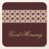 グッドモーニング紙のワインとバラコースター スクエアペーパーコースター (正面)