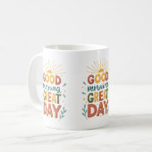 グッドモーニング素晴らしデー感動的コーヒーマグ コーヒーマグカップ (正面左)