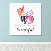 グッドモーニング美しいメイクアップ水彩口紅 キャンバスプリント (インサイチュ (ウッドフロア))