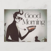 グッドモーニング食べ物を与えデビルツナフィン ポストカード (正面)