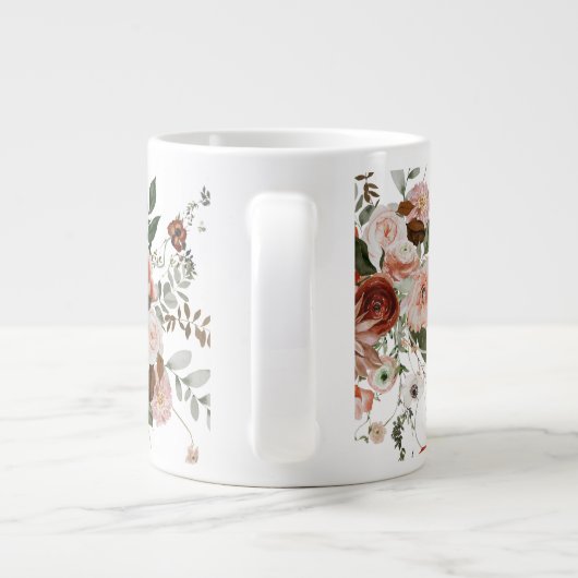 グッドモーニング、美しいフローラブーケ ジャンボコーヒーマグカップ (裏面)