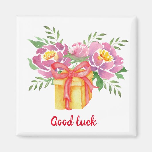 グッドラッキーウォーター色牡丹かわいい マグネット (正面)