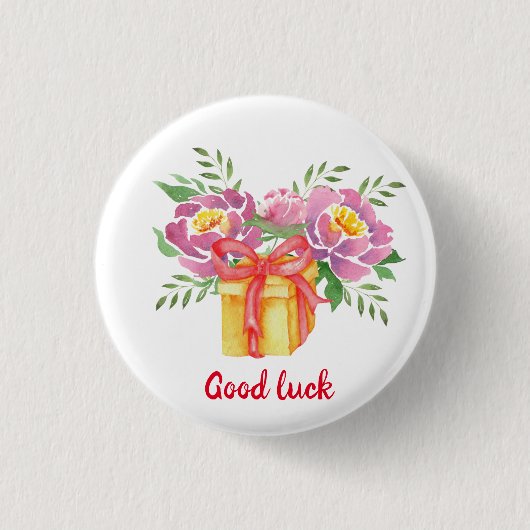 グッドラッキーウォーター色牡丹かわいい 缶バッジ (正面)