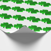 グッドラッククローバー模様おもしろい緑エレガント ラッピングペーパー (角)