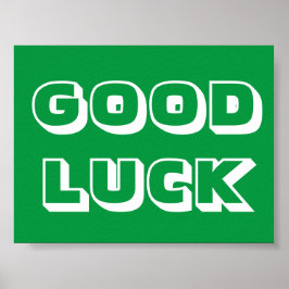 グッドラックグリーンとホワイトモダンタイポグラフィ ポスター