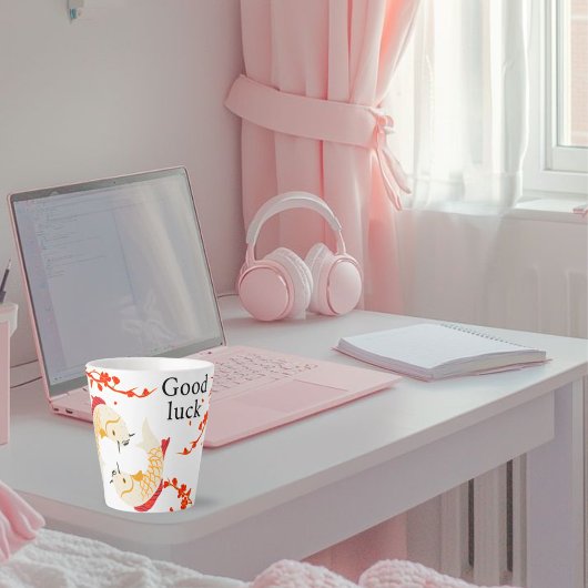 グッドラックコイ魚と桜 | エレガント日本の カフェラテマグ