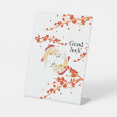 グッドラックコイ魚と桜 | エレガント日本の 台座サイン (正面)