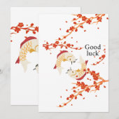 グッドラックコイ魚と桜 | エレガント日本の 招待状 (正面/裏面)