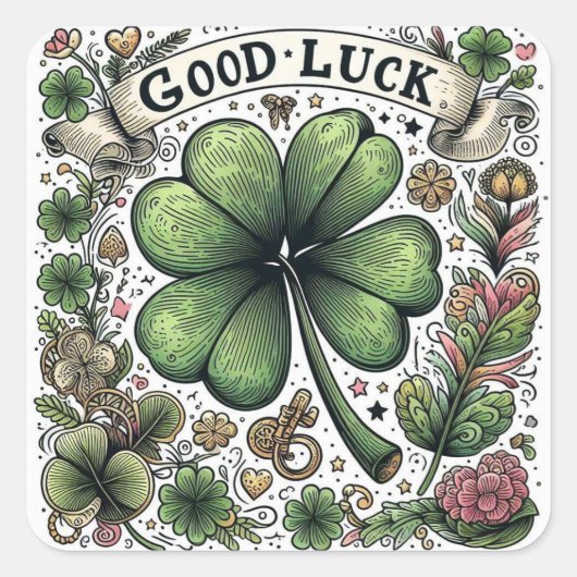 グッドラックステッカー スクエアシール (正面)