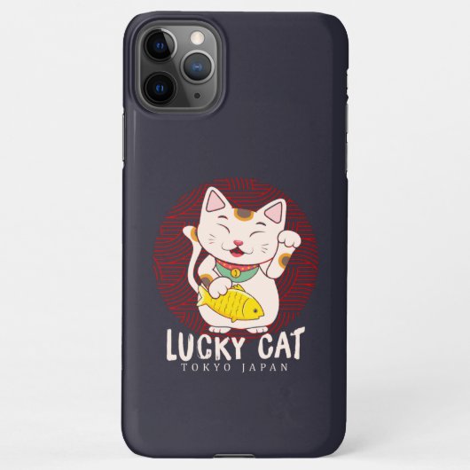 グッドラックチャームラッキーキャット招き猫アジア iPhoneケース (裏面)