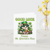 グッドラックハッピーSt patricks dayかわいい猫ビアマグカップ カード (黄色い花)